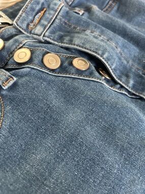 High-Rise Button-Fly Blue Denim Jeans